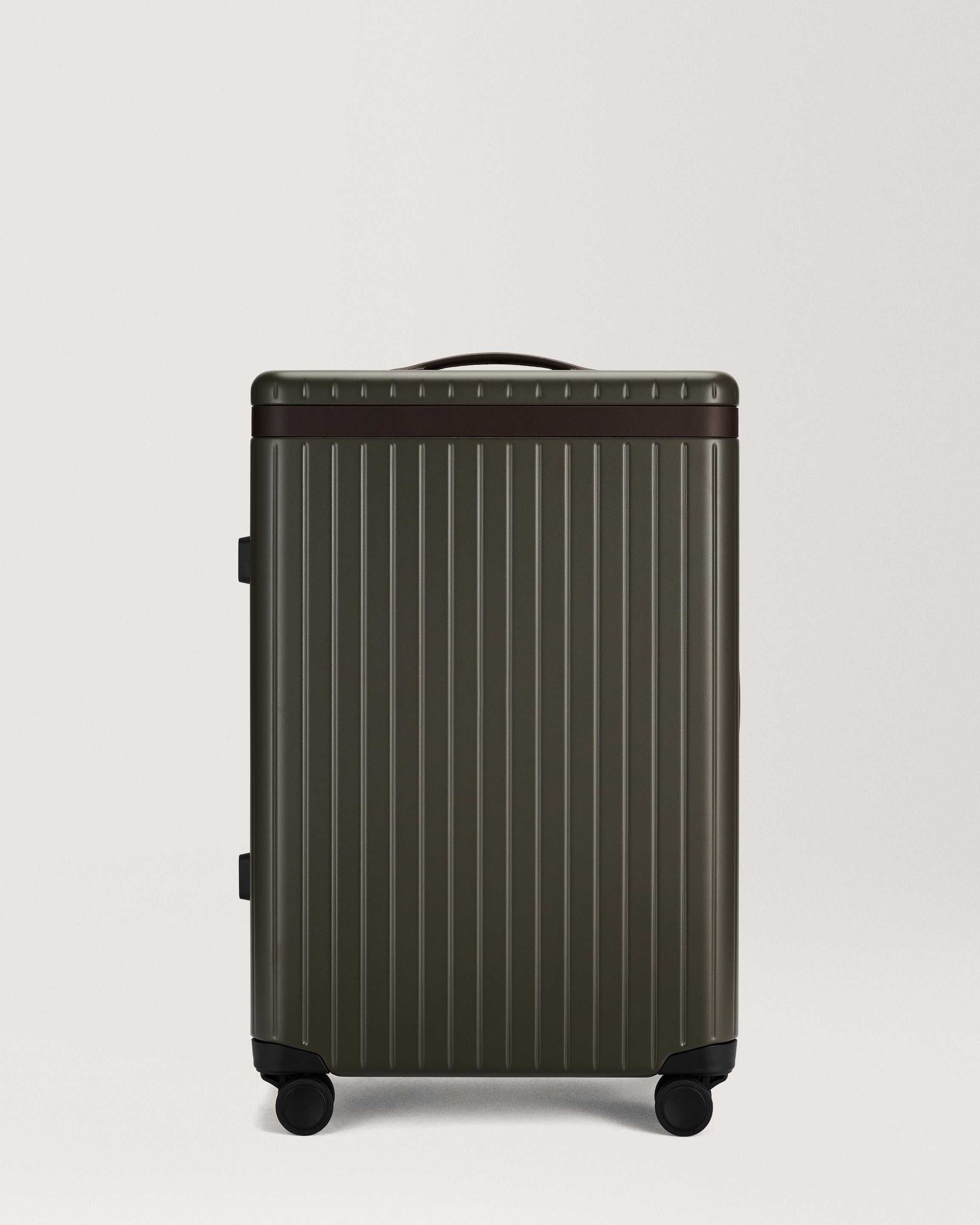 The Check-in Dark Olive / Chocolate Hard-shell check-in suitcase