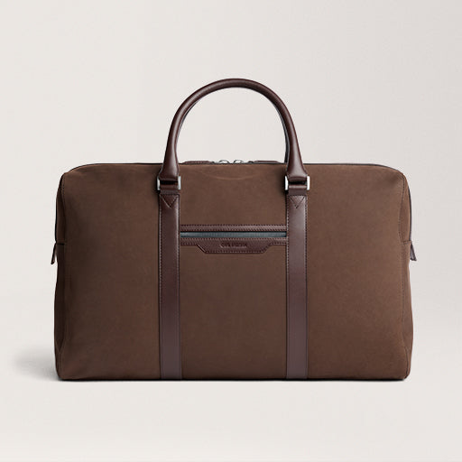 Compact Weekender Chocolate Nubuck leather weekend bag
