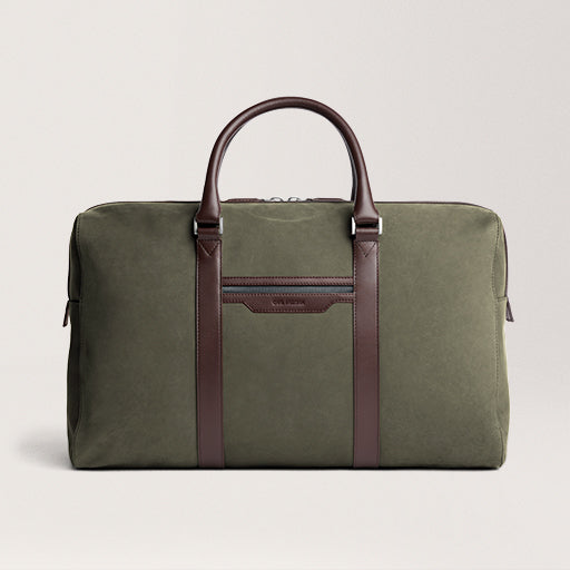 Compact Weekender Olive Nubuck leather weekend bag