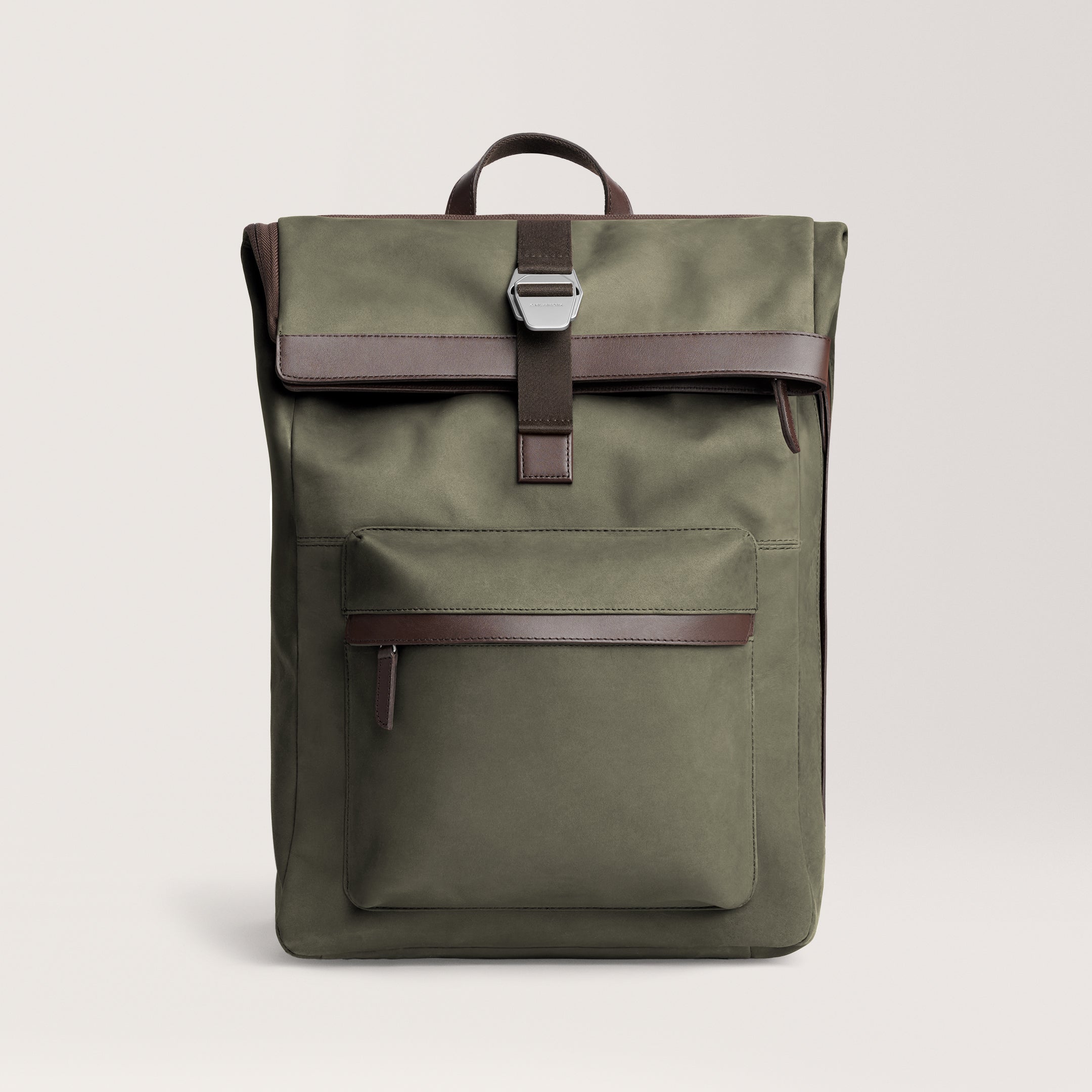 City-hopper Backpack Olive Nubuck leather fold top backpack