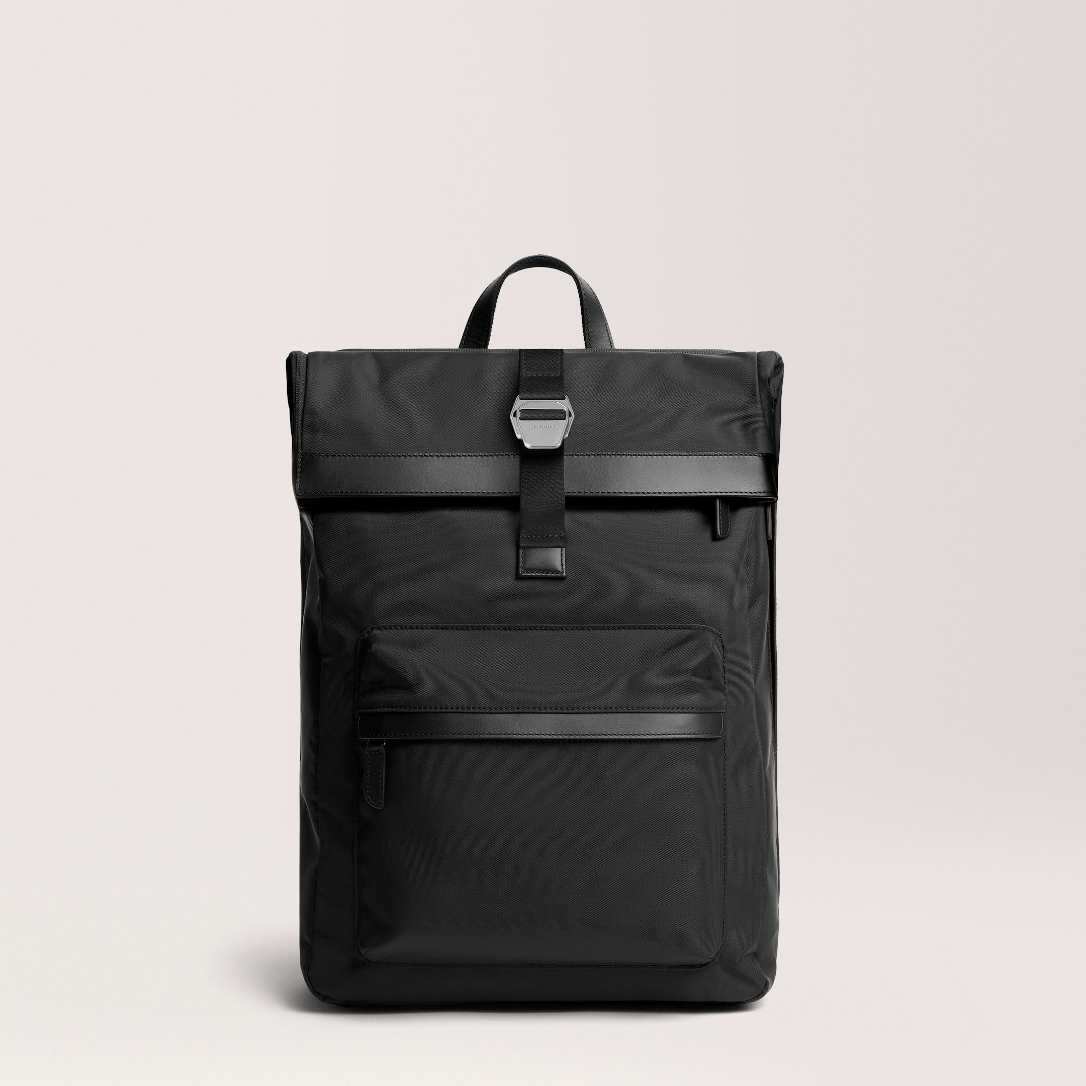City-hopper Backpack Black Nylon fold top backpack