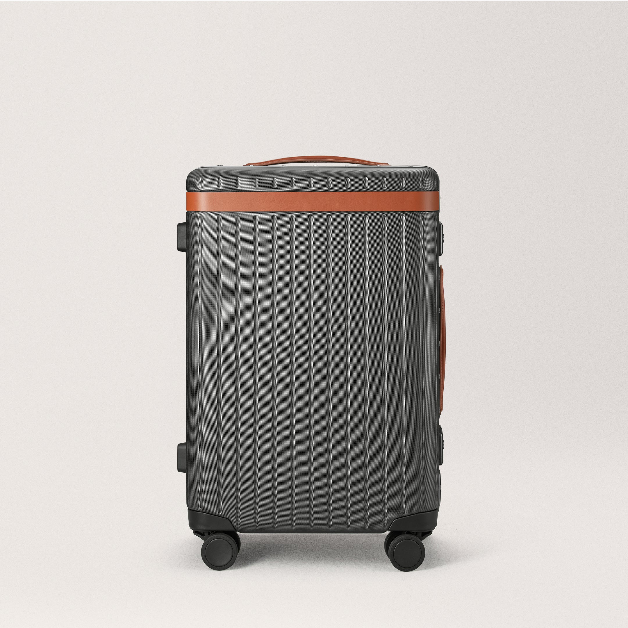 The Carry-on - Discontinued Grey / Cognac / Dotted Hard-shell cabin suitcase