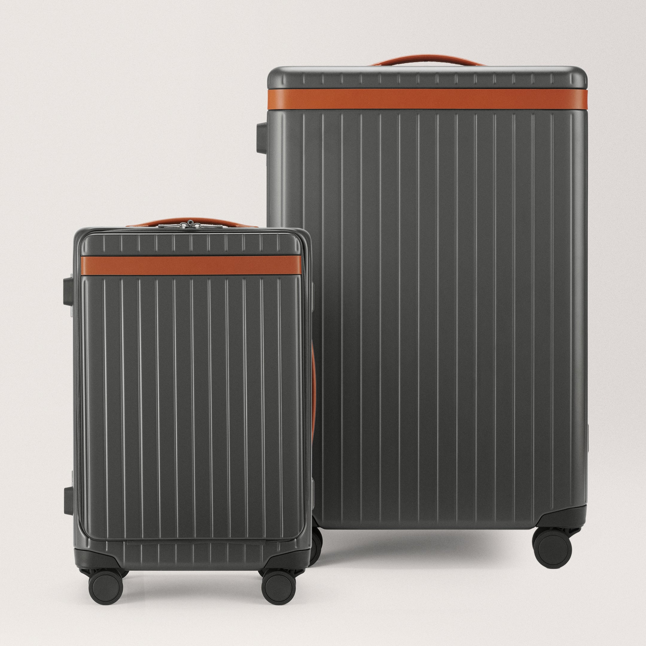 The Luggage Set Carry-on-X / Check-in / Grey / Cognac Hard-shell luggage set