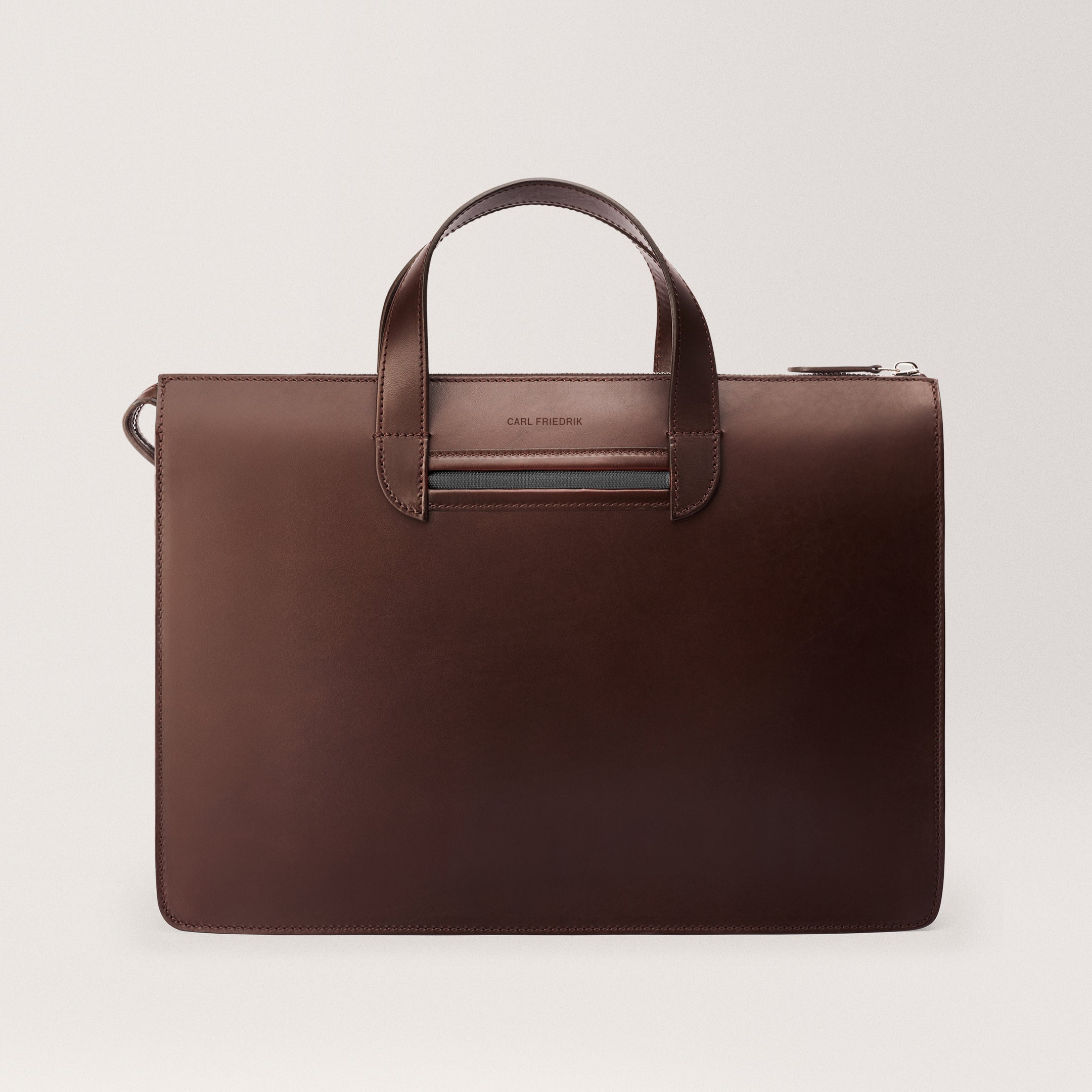 Vallance Chocolate Slim leather briefcase