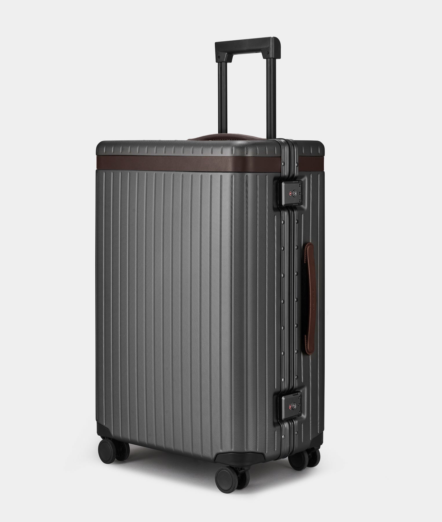 The Check-in - Return Grey Chocolate / Dotted Large grey polycarbonate suitcase - Fair Condition